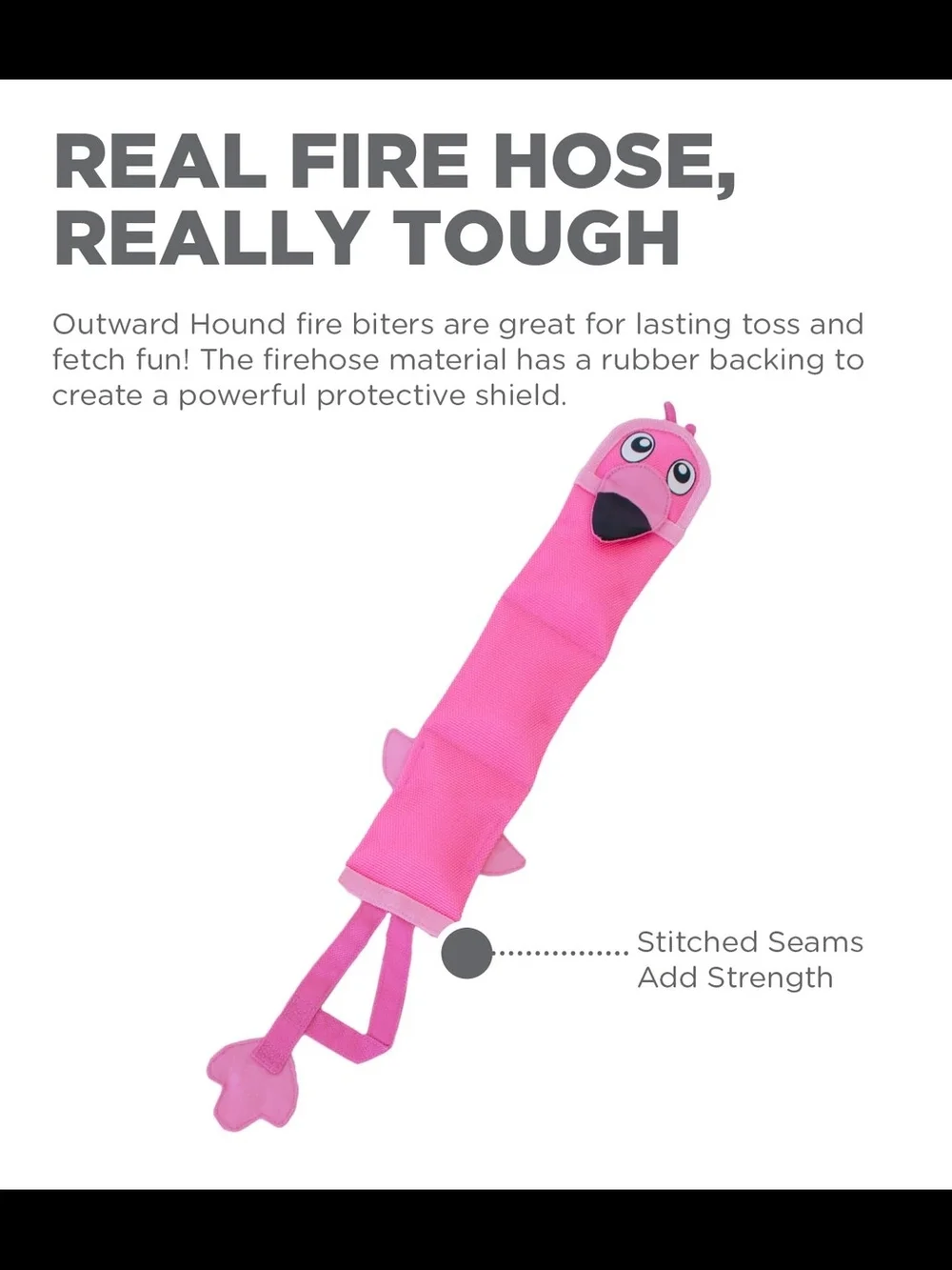 Outward Hound Pink Flamingo Fire Hose Tug & Fetch Toy